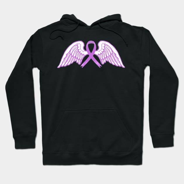 Light Purple/Pink Awareness Ribbon with Angel Wings Hoodie by CaitlynConnor